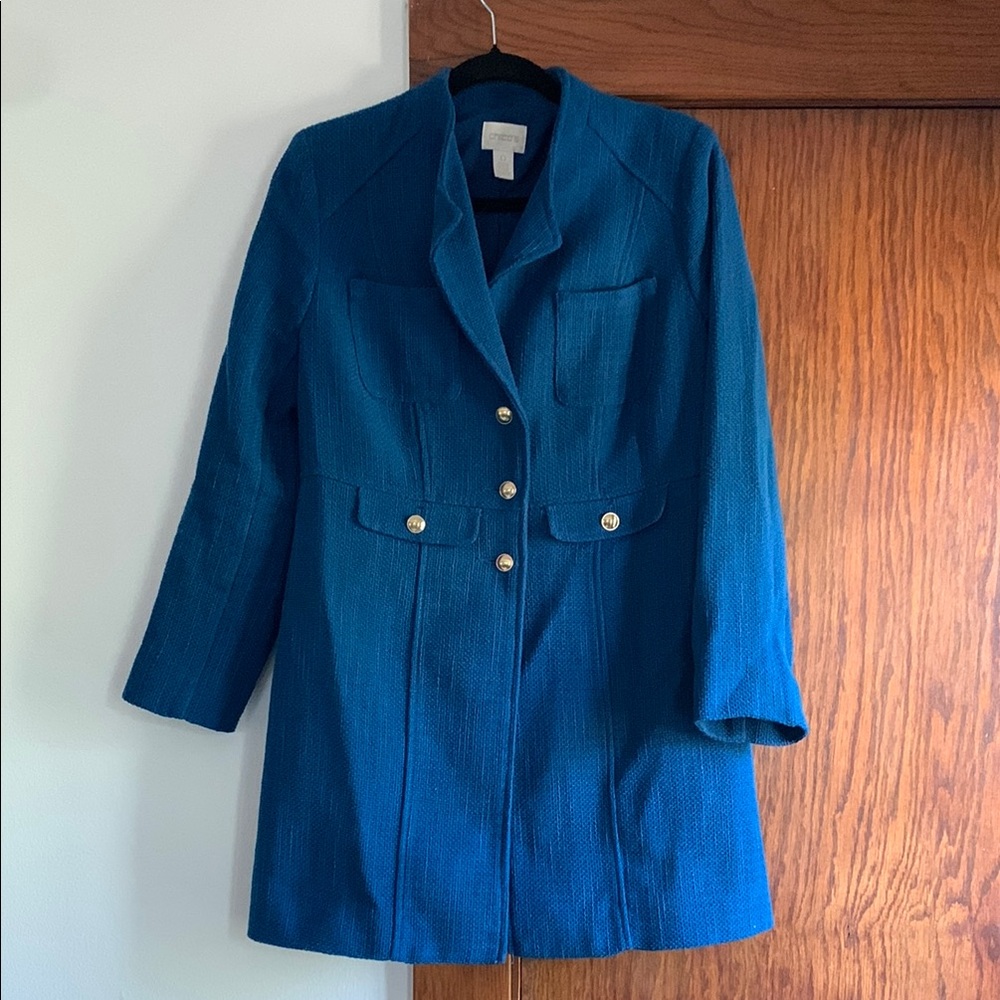 Chico's Teal Blazer with Gold Buttons
